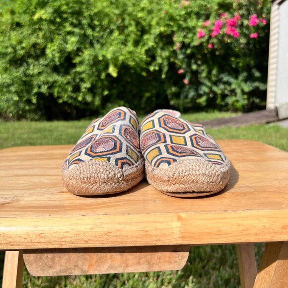 *FLAWS* Tory Burch Cecily Sequin Embellished Espadrilles Flats Size 7.5 - Picture 2 of 9